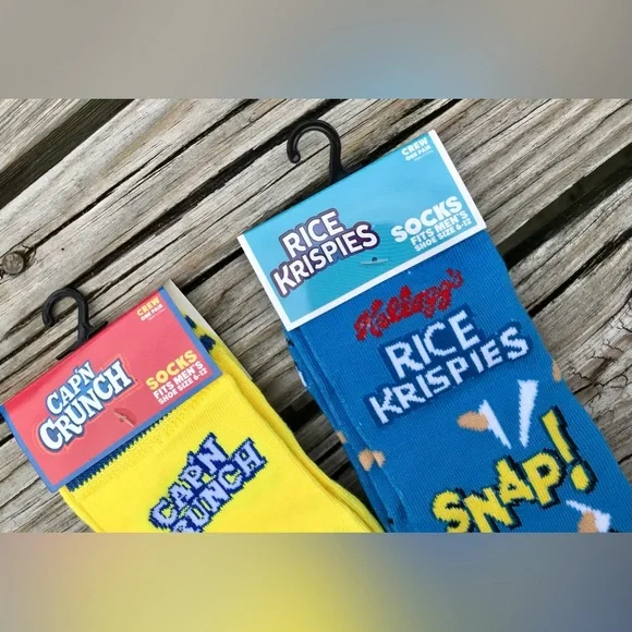 2/$10 NEW Mens 2 Licensed Breakfast Cereal Captn Crunch Rice Krispies Food Socks - Picture 4 of 4